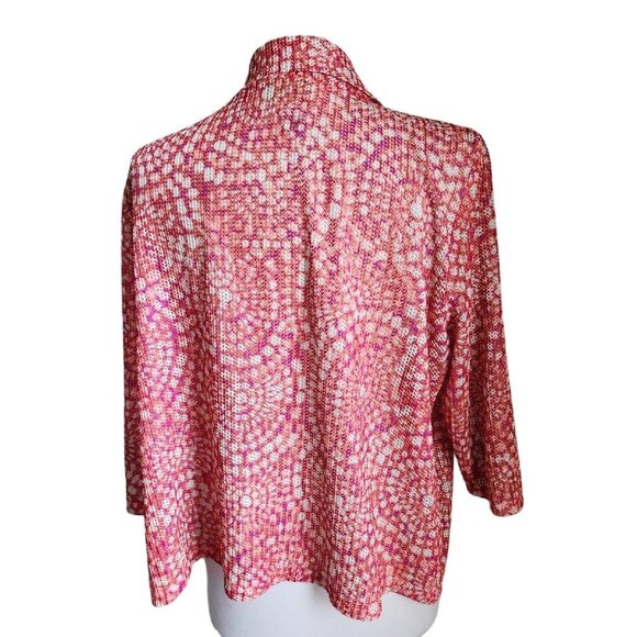 Ruby Rd Cardigan Women Size LARGE Orange Red‎ Mesh Lace Shrug Open Front Boho - Picture 5 of 13